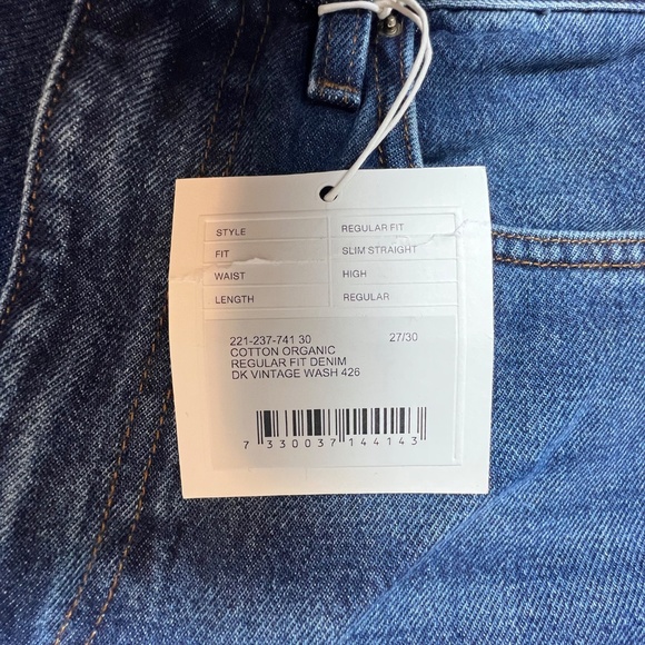 NWT TOTEME Slim Straight High Rise Regular Fit Denim Dark Vintage Wash Size 27 - Picture 7 of 11